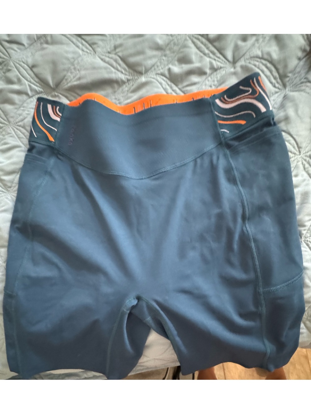 Fanka High-Rise Navy Athletic Bike Shorts with Orange Trim